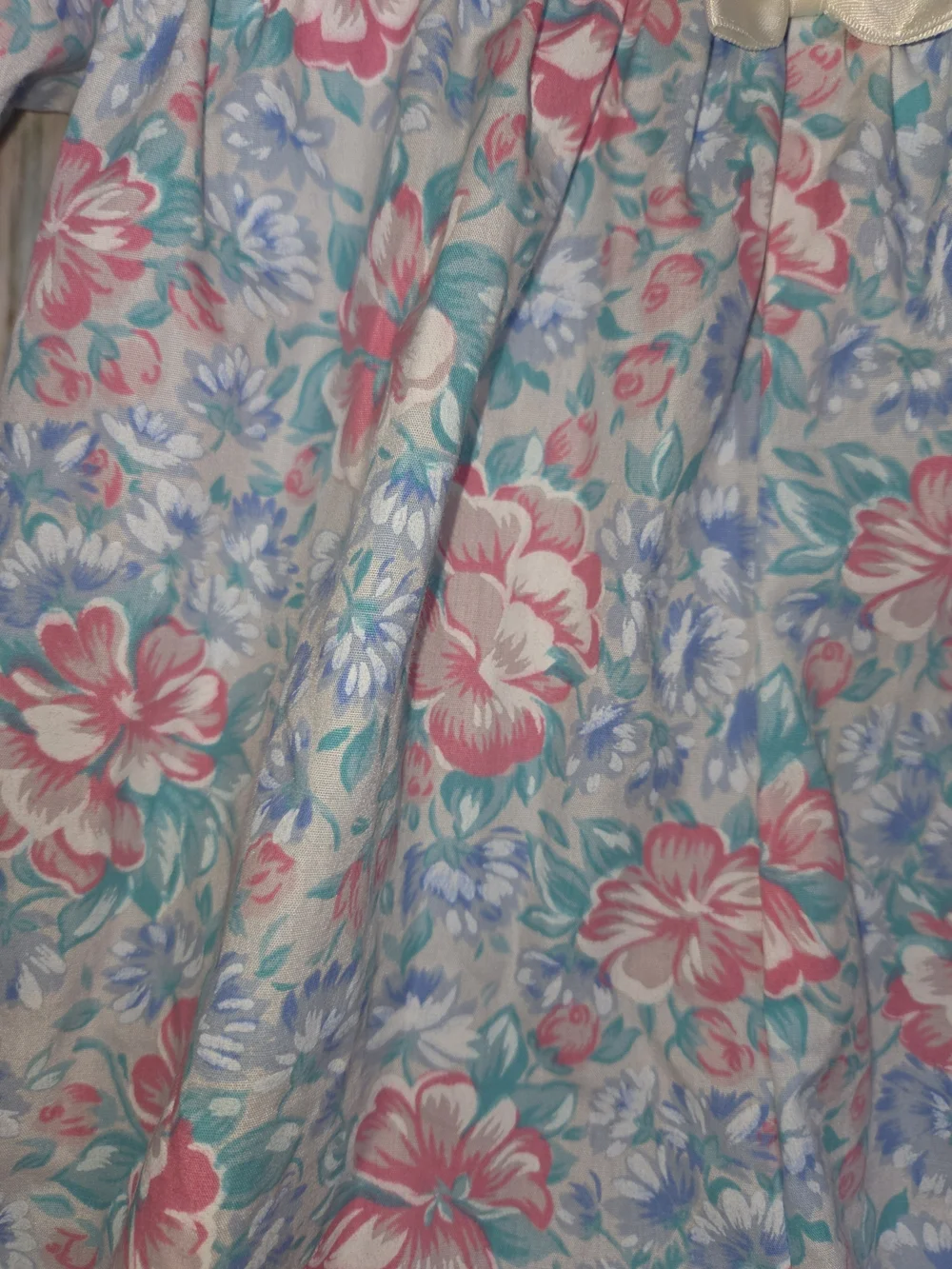 Y2K Lightning Bug Baby Girls Floral Blue & Pink One-Piece Romper w/ Lace Collar